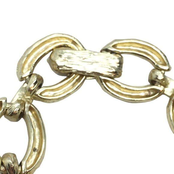 3/$30 GOLD TONE BRACELET RHINESTONE CHAIN LINK TEXTURED CHUNKY - Picture 10 of 14
